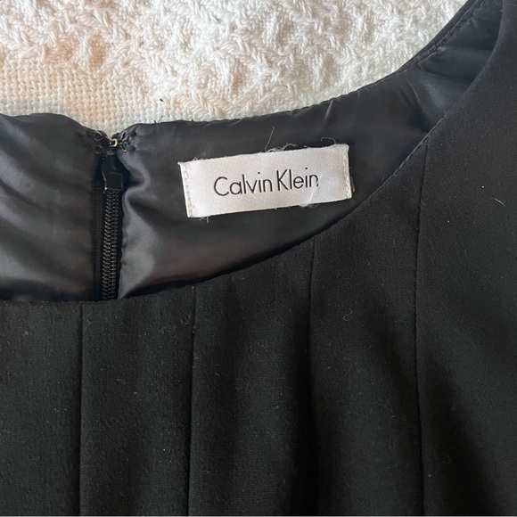 EUC Calvin Klein Classic Black Sleeveless A-Line Dress with Vertical Panels LBD - Picture 5 of 9